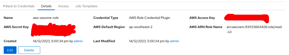 Custom Credential in AAP Console