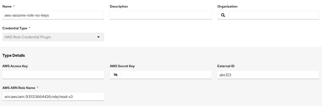 AWS Role Credential with External ID