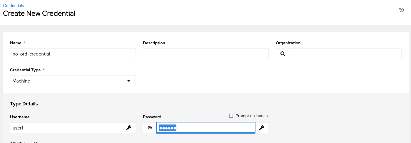 Credential with no Organization