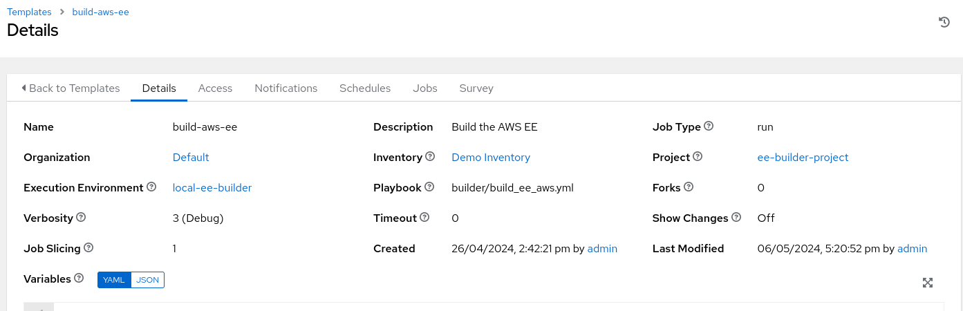 Execution Environment Build Job